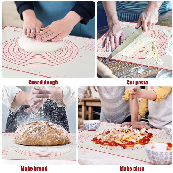 Silicone Baking Mat, 16" X 24" - Non-Slip Pastry Mat for Rolling Dough, Pie Crust & Fondant, Oven Liner with Measurement