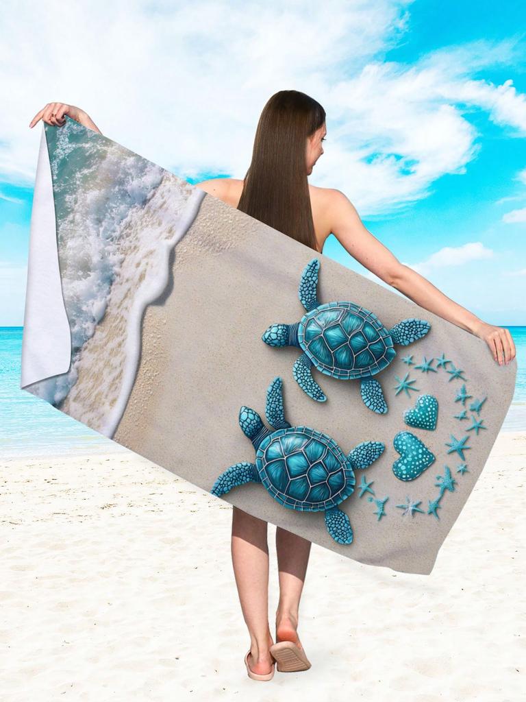 1PC Quick Dry Polyester Beach Towel, Tropical Ocean Pet Print Soft Lightweight Towel, Unisex Absorbent Towel for Beach Camping,