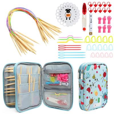 Knitting Kit 60CM Ring Needle Bar Needle Set 72pcs Knitting Needle Set Storage Bag Long Cables Round Double-tip Crochet Beginner