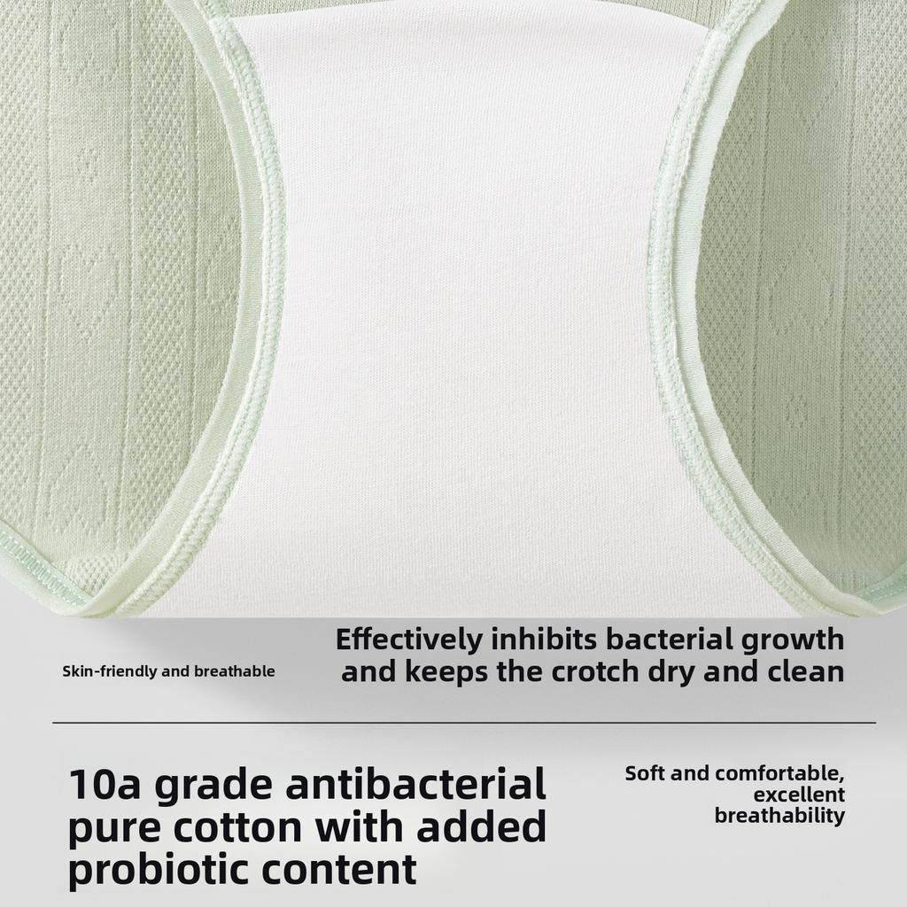 Ladies Spring and Autumn Sweet Lovely Pure Cotton 10A Bacteriostatic Middle Waist Briefs