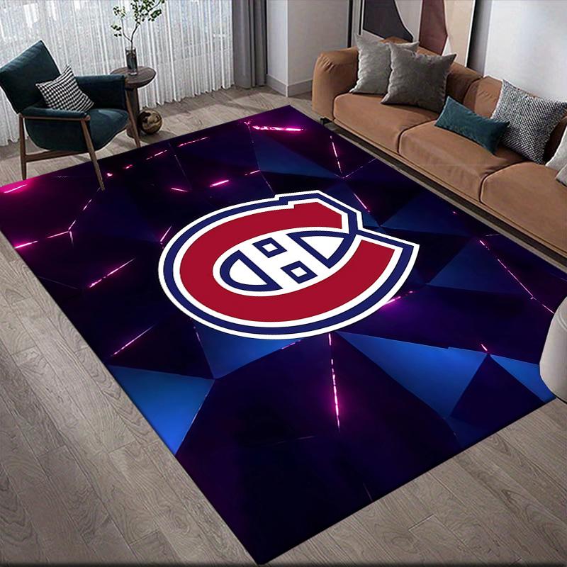Montreal Canadiens3 Flannel Pattern Square Carpet,Area Rug,Carpet Rug for Living Room Bedroom Sofa Playroom Decor,Non-slip Floor Mat