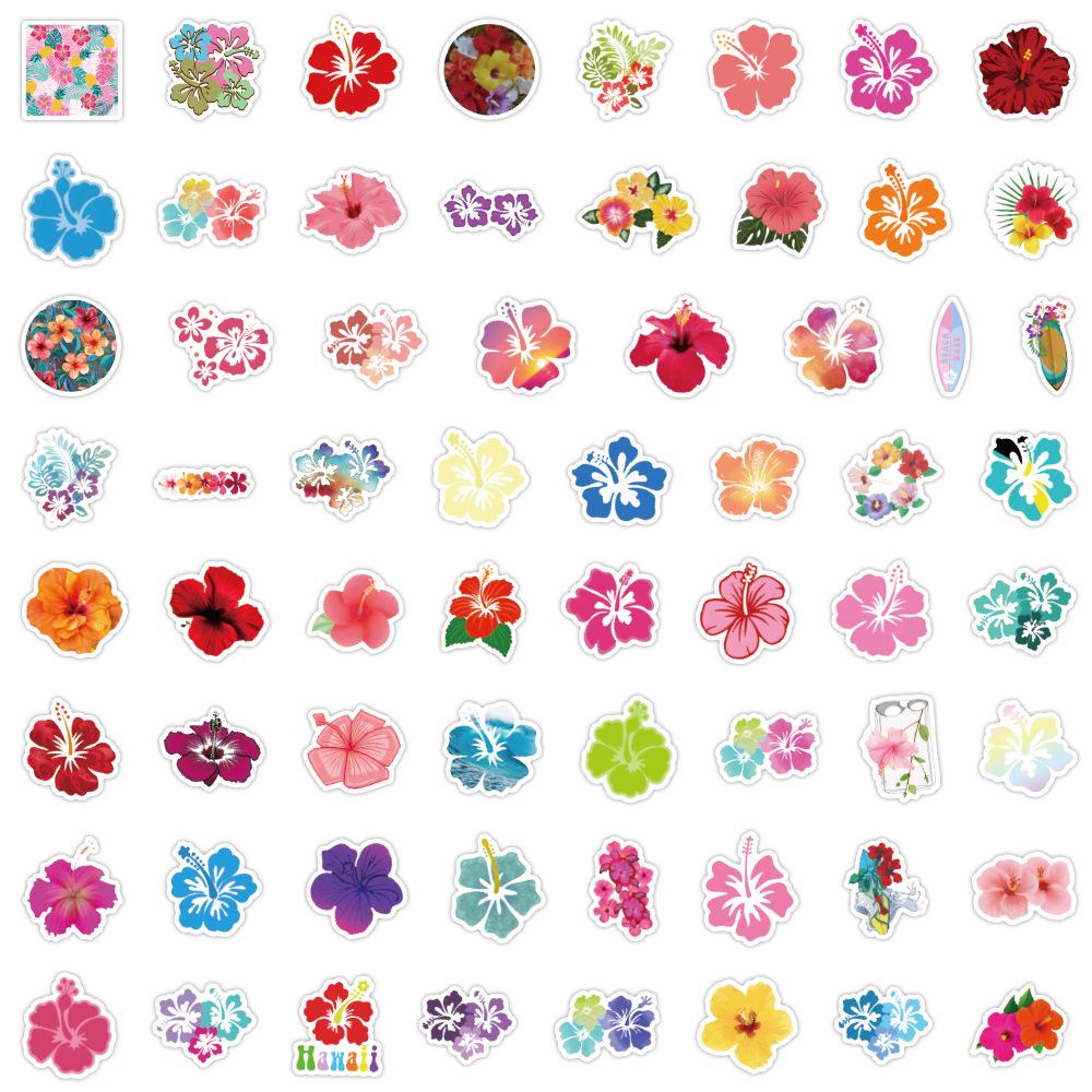 Hibiscus Flower Graffiti Stickers for Car, Suitcase, Water Cup & Computer (60 Sheets)
