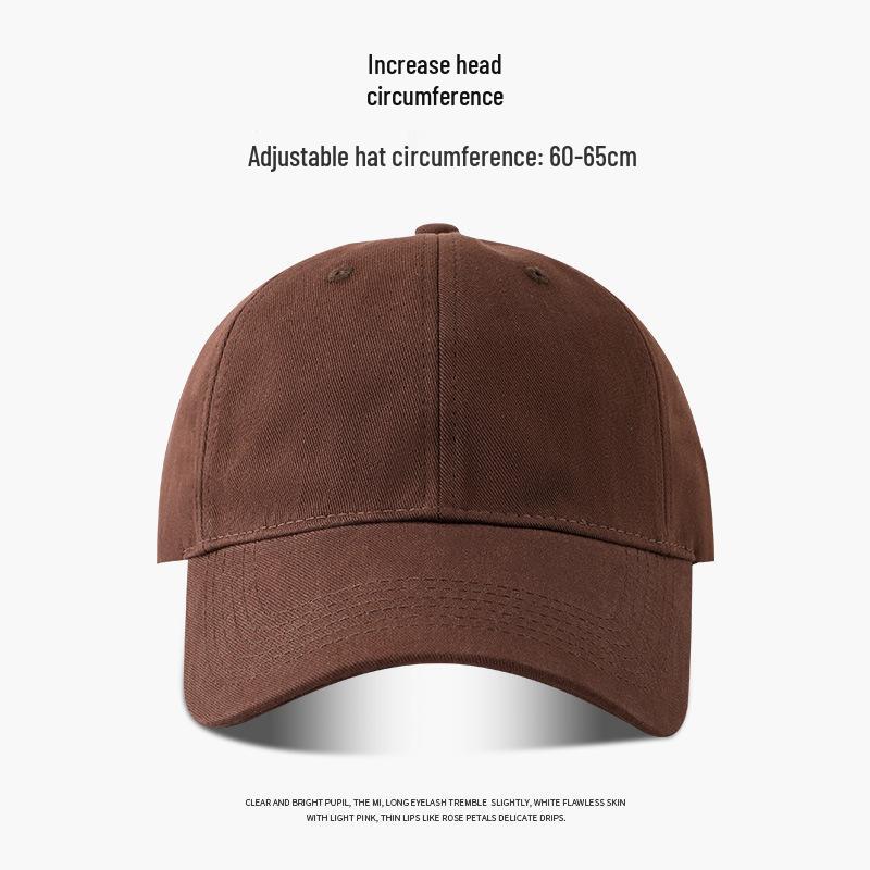 "65cm Unisex Solid Color Baseball Cap with Soft Top, Deepened and Widened Brim for a Slimmer Face Look."
