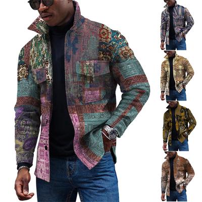 Men's Fashion Trend Daily Casual Printed Long Sleeve Button Down Jacket