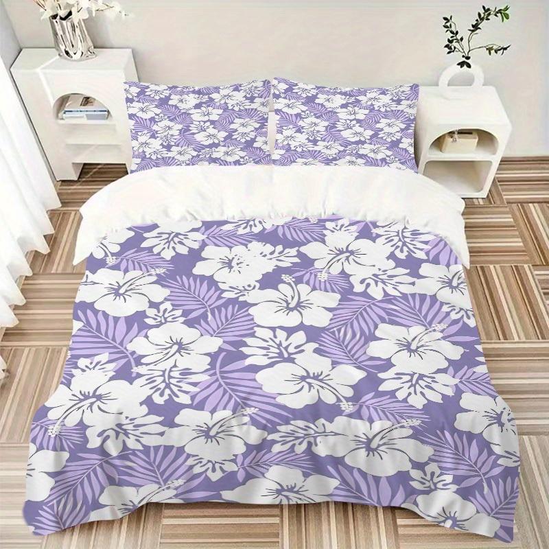3pcs Hawaiian-floral-pattern Bedding Set, Ideal for Home Use, Suitable for Bedroom Decor (1*Duvet Cover + 1/2*Pillowcases, No Core) yy250821160