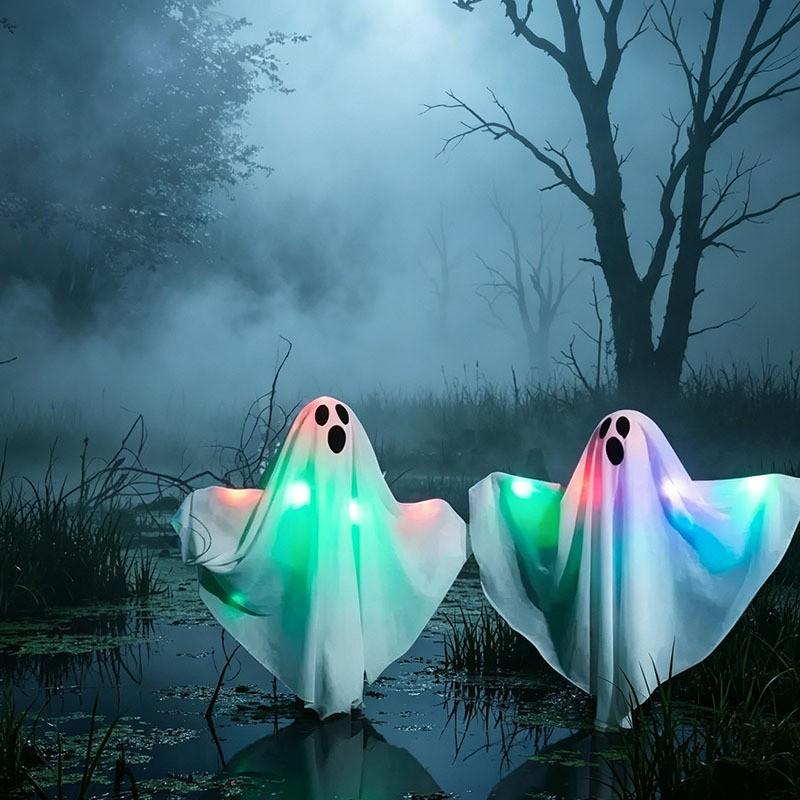 Halloween Outdoor Lawn Decor - Glowing Ghost Stake Light Yard Porch Garden Party Decoration