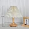 Warm Light Table Lamp Vintage Pleated Bedside Light USB Powered Decorative Lamp for Bedroom Creative Gift