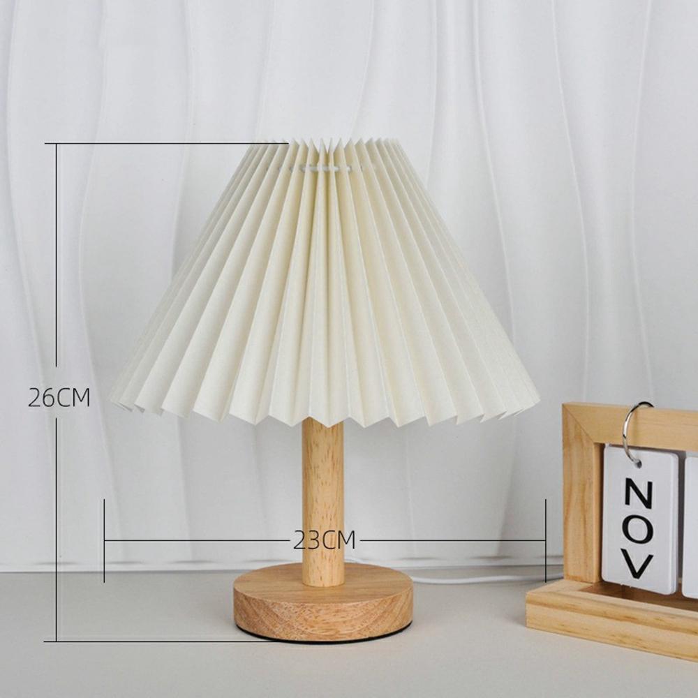 Warm Light Table Lamp Vintage Pleated Bedside Light USB Powered Decorative Lamp for Bedroom Creative Gift
