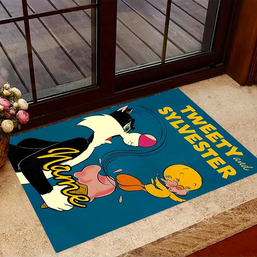 Looney Bold Bugs Bunny Artwork Customizable Name Floor Rug Office Rug Design for Bedrooms Living Rooms Playrooms Game Room Anti-slip Rug Anime Office
