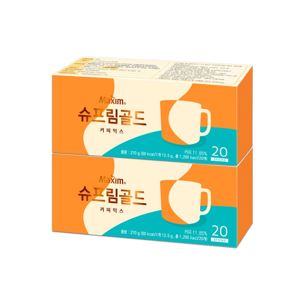 Maxim Supreme Gold Coffee Mix 20 Sticks (270g) x 2 Boxes 20 Sticks x 2