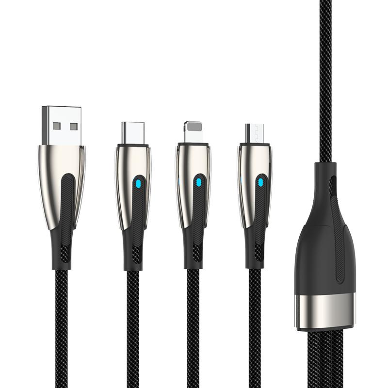 100W 3-In-1 Mobile Flash Charging USB Data Cable Suitable For iPhone 5-14 Huawei Type-C Super Fast Charging 5A Charging Cable