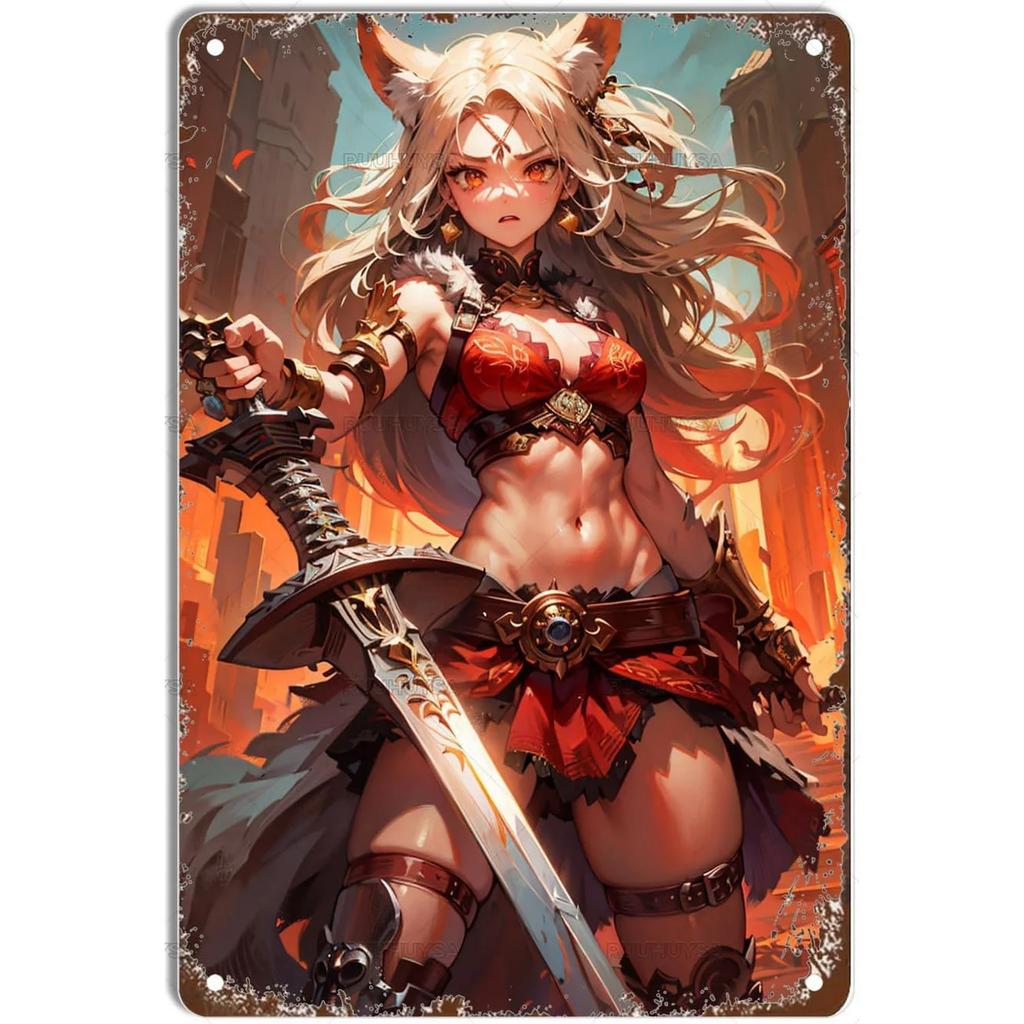 Fox Anime Pinup Girls Metal Tin Signs Wall Decoration Plaque Vintage Poster Iron Painting for Man Cave Home Cafe Garden Club Bar