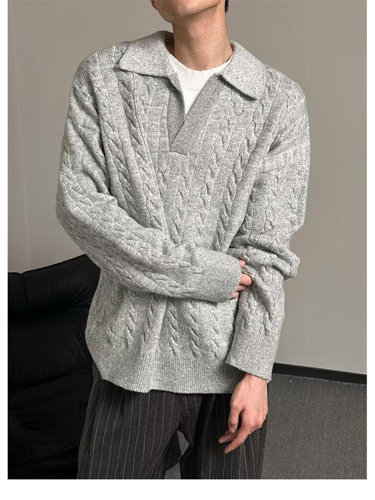 Herren Maillard-Farbe Zweiteiliger Strickpullover - High-End Herbst/Winter Revers-Pullover