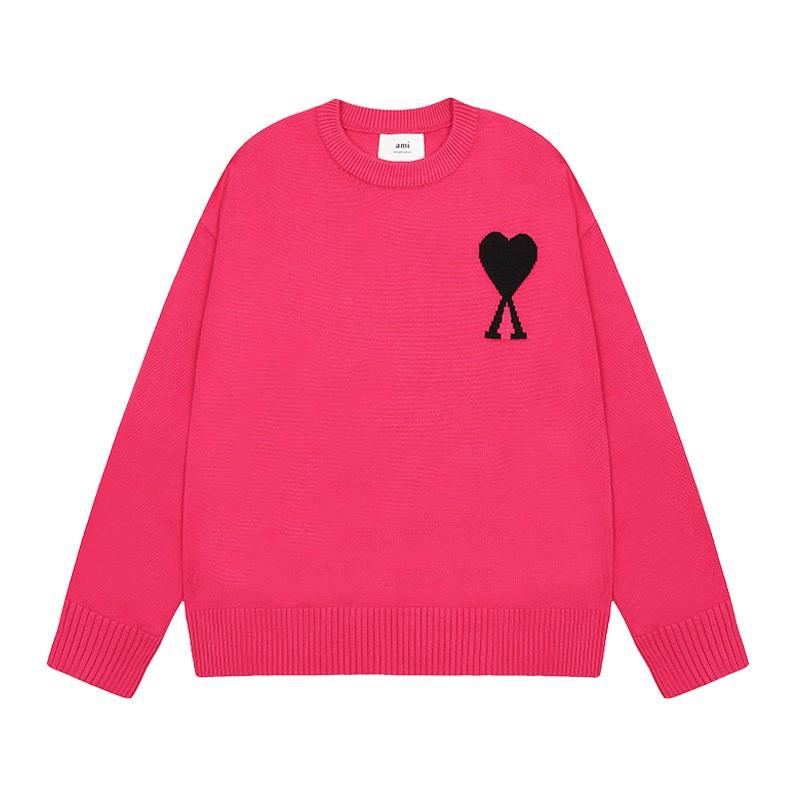 Womens Oversized Crewneck Knit Sweater With Heart Print Streetwear Long Sleeve Cotton Top 2025