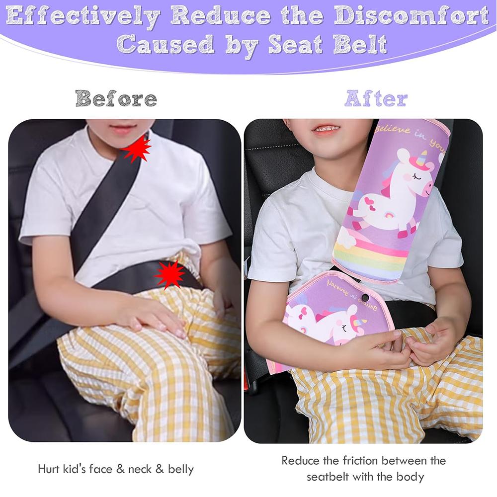 1 Set Unicorn Seat Belt Cover Seatbelt Adjuster & Pillow For Kids