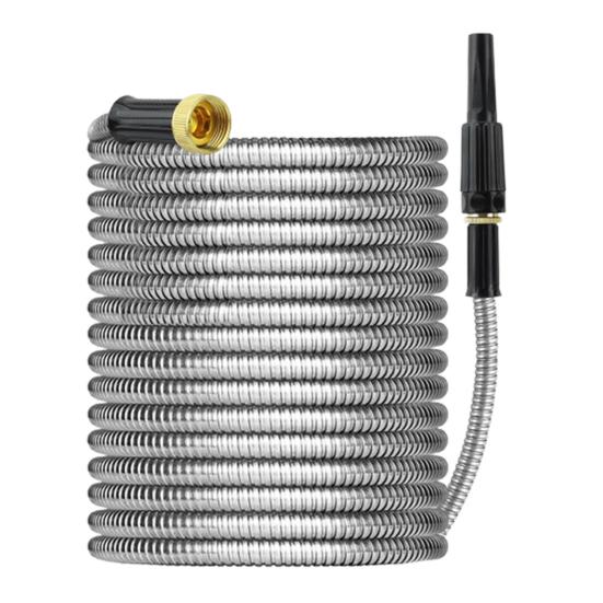 Furtun de grădină din oțel inoxidabil Conductă de apă extensibilă flexibilă anti-îndoire Furtun rezistent la intemperii cu rezistență la scurgeri