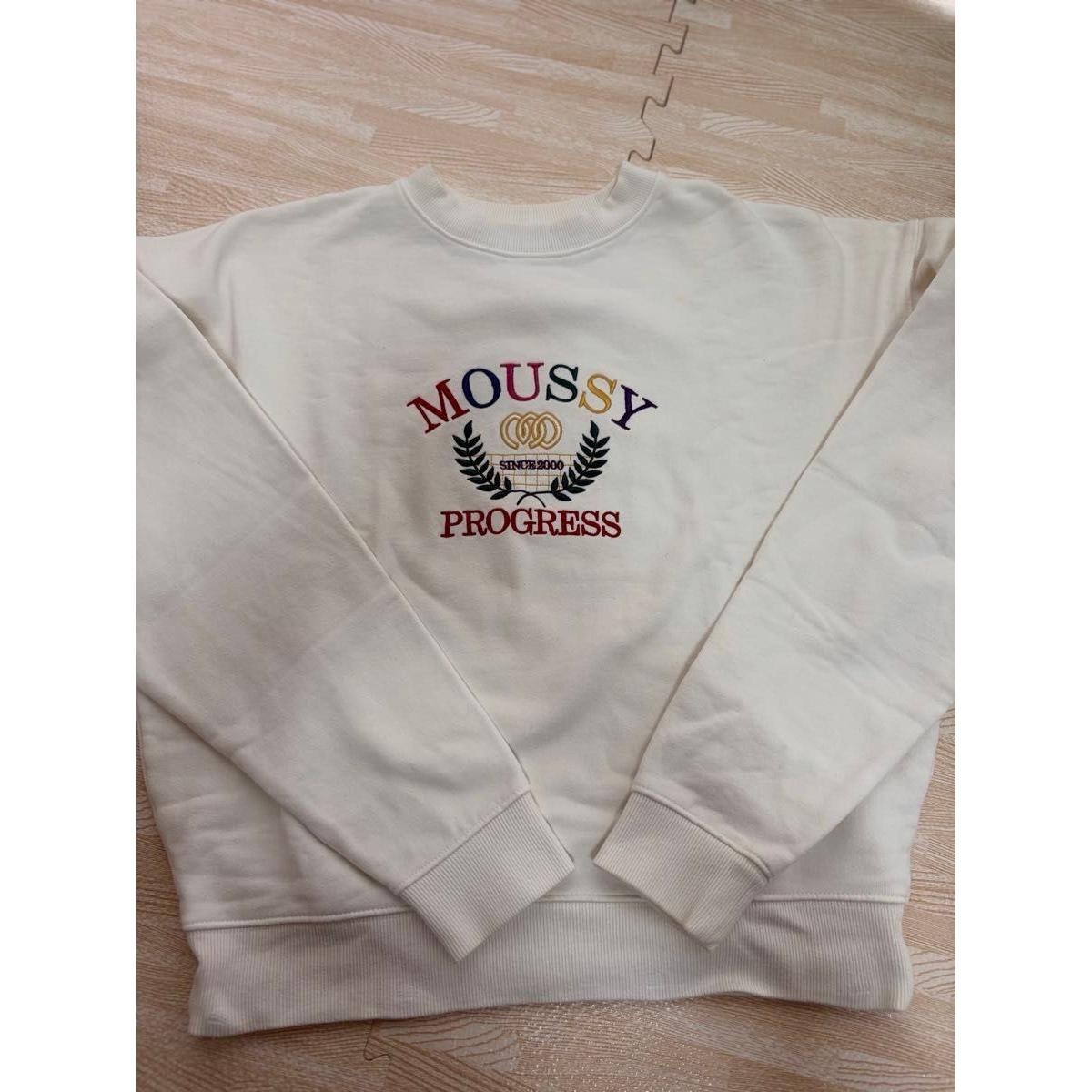 MOUSSY logo embroidered sweatshirt sweatshirt white