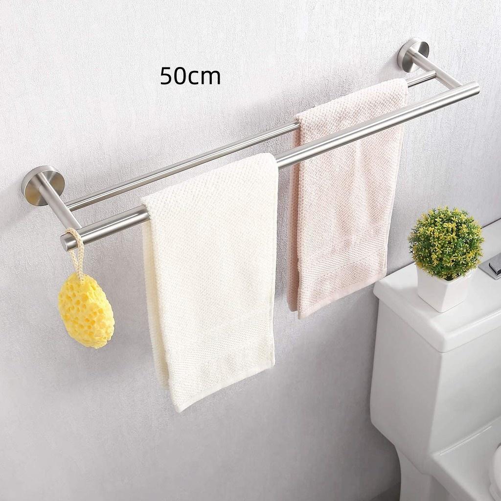 SUS 304 Stainless Steel Wall Mount Towel Holder Household Double Towel Rod Bathroom Rustproof Towel Rack