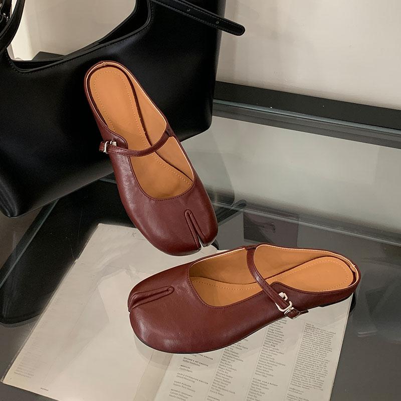 Fashion Fashion Buckle Strap Shallow Women Mary Janes Flats Shoes Strange Toe Footwear Soft Ladies Flats Lolita Shoes Female Slides