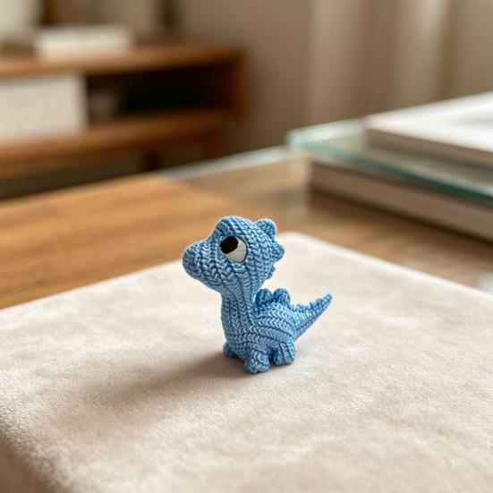 Yousheng 3D Printed Dinosaur Figurine, Cute Mini Crochet Texture Dino Statue, Miniature Collectible Desktop Decoration for Kids Room Table Decor