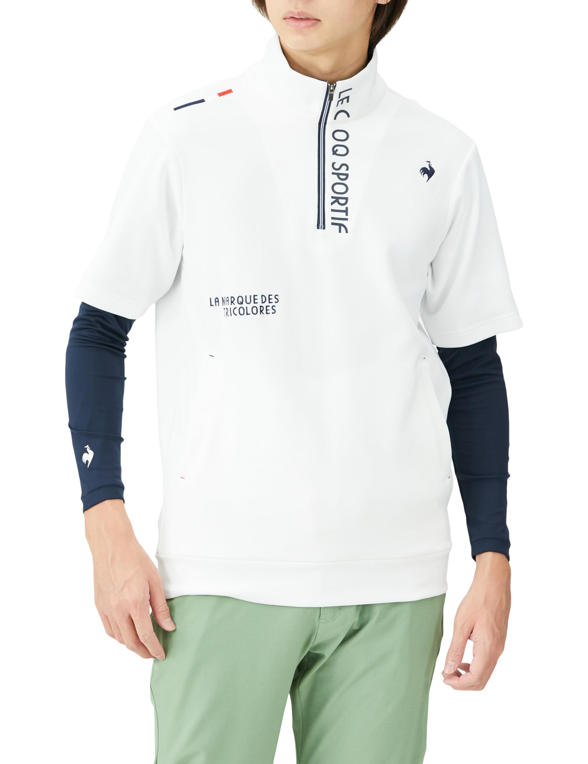 

Coq Sportif с внутренним слоем WH00 S [Le Golf] Футболка с коротким рукавом [Stretch Forcer], комплект, многослойный, влагоотводящий, тянущийся, UPF50+, гольф,