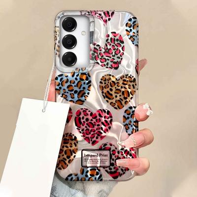 Leopard Print Love Heart Phone Case for Samsung Galaxy A55 A56 A36 A26 A16 A53 A06 A14 A24 A34 A54 A15 A25 A35 A13 Shell Cover