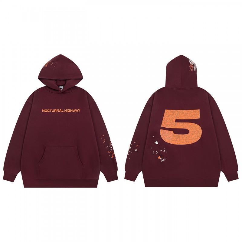 Sp5der Spider Web Foam Print Fleece Hoodie Loose Fit Hip Hop Sweatshirt Men Women