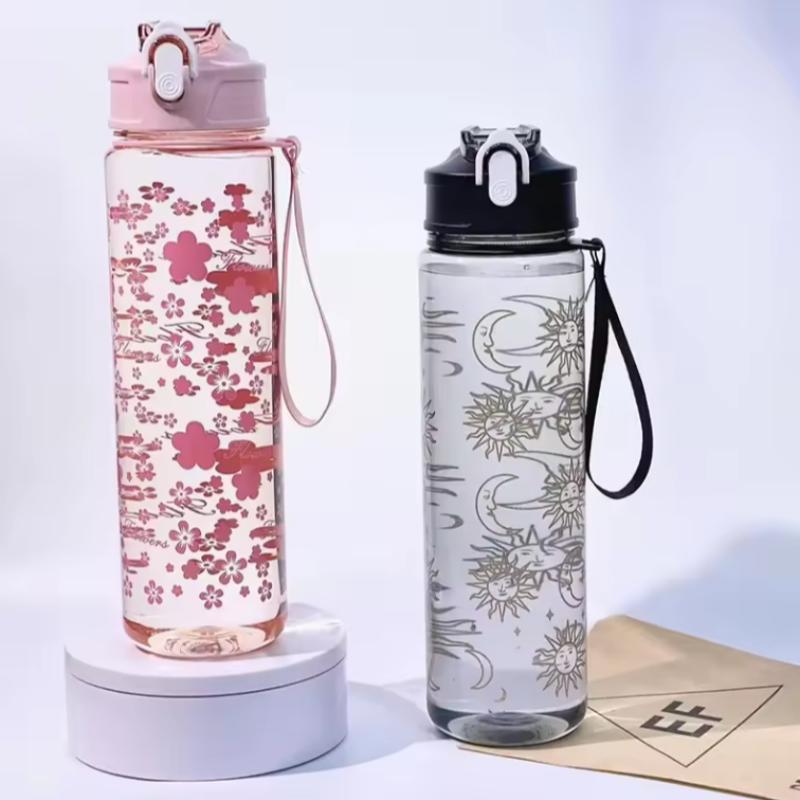 750ML Cherry Blossom Large Capacity Water Bottle - Cute, Portable & Seal-Proof for Outdoor Activities, PVC-Free PC Material