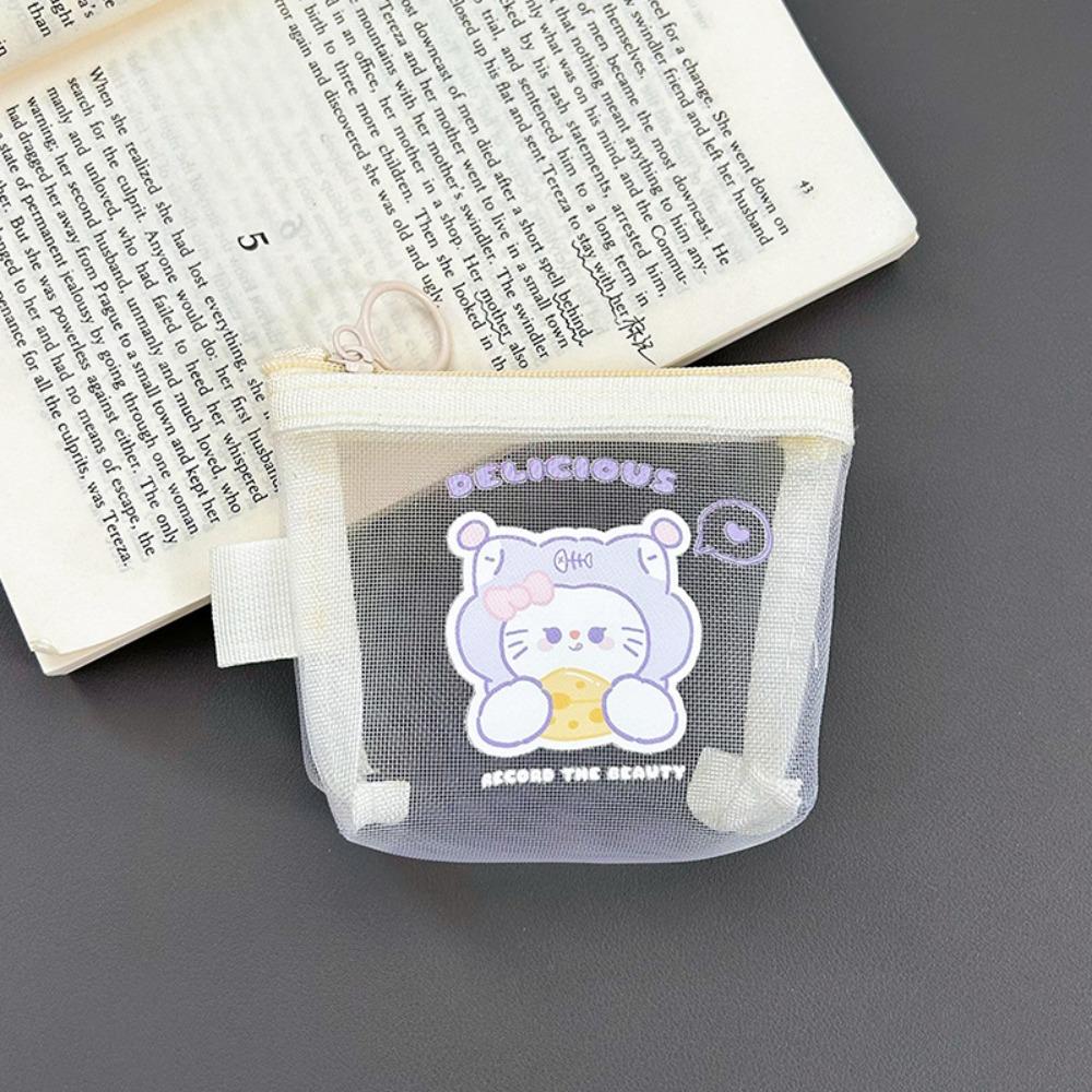 Mesh Coin Wallet Fashion Capybara Rabbit Panda Cartoon Anime Mini Wallet Key Card Lipstick Holder for Student Girls