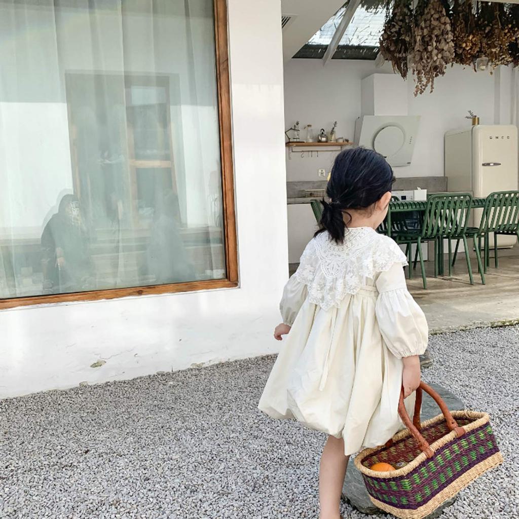SLINX Baby Girl Dress with Detachable Cute Fluffy and Perfect for and Ages White Collar, Princess-Style Tunic, Gathered, Spring, Summer, Fall, 1-6