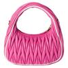 MIU MIU Wander Series Logo Falten-Design Nappaleder Schulter-Crossbody-Tote-Tasche Damenhandtaschen Kirschrot Weiß 5BC125_2IBS_F0F6W_V_OOF