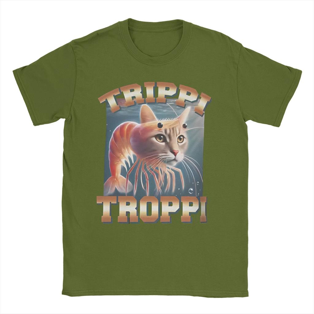 Men's TRIPPI TROPPI T Shirts Italian Brainrot Meme Cotton Clothes Casual Short Sleeve O Neck Tee Shirt