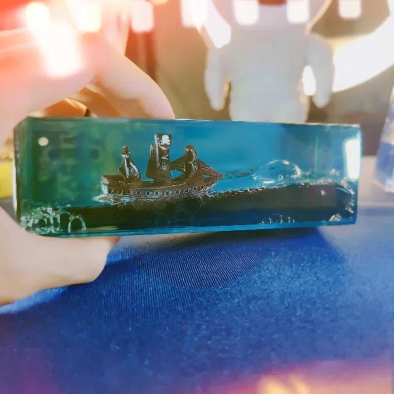 Ghost Ship Black Pearl Cruise Ship Fluid Liquid Drift Bottle Living Room Decoration Acrylic Gift One Piece Floating Boat Home
