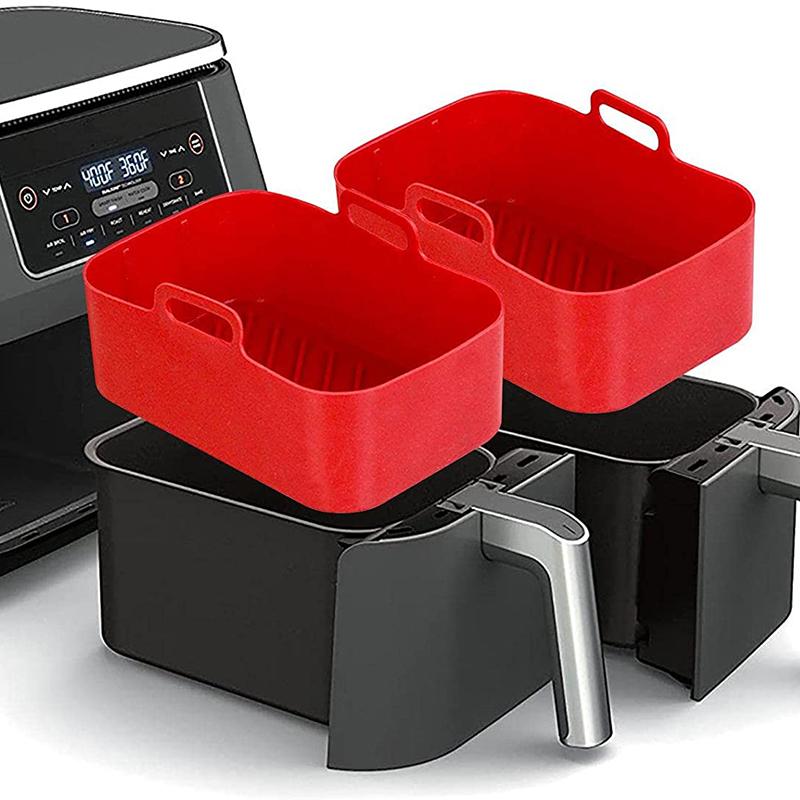 Silicone Air Fryer Pot Tray Food Safe Reusable Square BBQ Barbecue Pad Plate Airfryer Oven Baking Mold Basket Pan For Kitchen