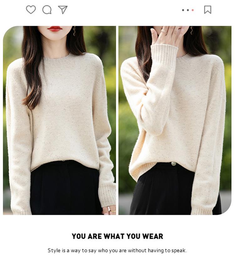 Retro Colorful Polka Dot Sequin Wool Sweater - Loose Fit, Round Neck, Warm for Autumn/Winter