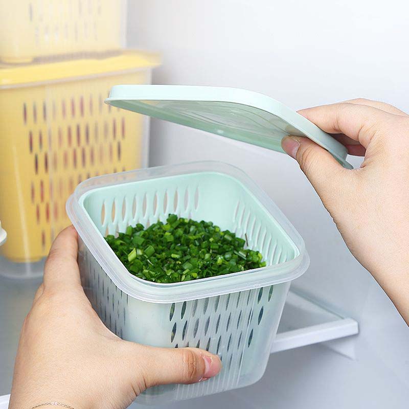 Household Food Storage Container Onion Ginger Garlic Drain Boxes with Lid Fruit Refrigerator Organizer Food-grade Kitchen Box