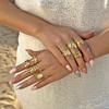 Stainless Steel Shell Rings For Women Vintage Gold Color Starfish Conch Adjustable Finger Ring Summer Ocean Beach Party Jewelry