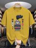 Classic Steam Locomotive Railway Crossing Graphic Mens Crew Neck T Shirt Retro Train Print Short Sleeve Casual Cotton Summer Top