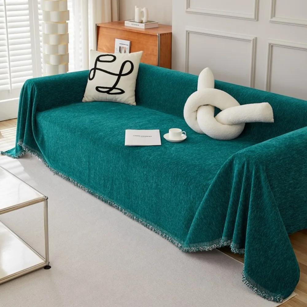 Chenille Sofa Towel with Tassels Double-side Sofa Covers for Living Room Large Blanket Leisure Relax Machine Washable Blanket