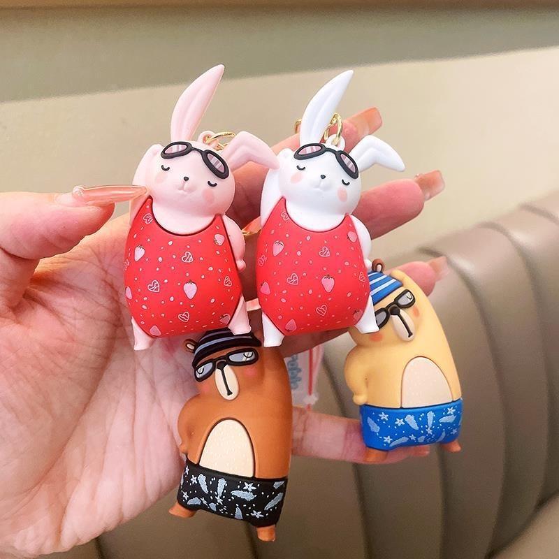Soft Adorable Rubber Keychain Cute Cartoon Animal Key Ring For Cars Bags And