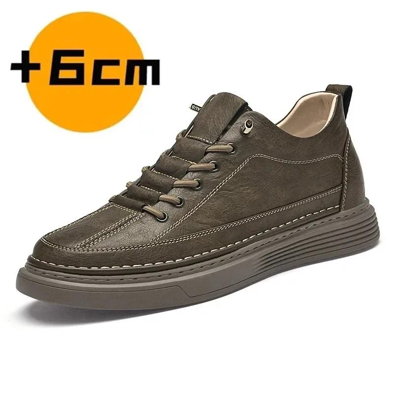 Scarpe Rialzate in Vera Pelle per Uomo Scarpe Elevator Aumento di Altezza Calzature Sneakers Casual di Lusso da Uomo Scarpe da Skate