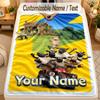 Flannel BlanketShaun the Sheep Custom Name Text Personalized Soft Warm Throw Blanket Home Decor Gift