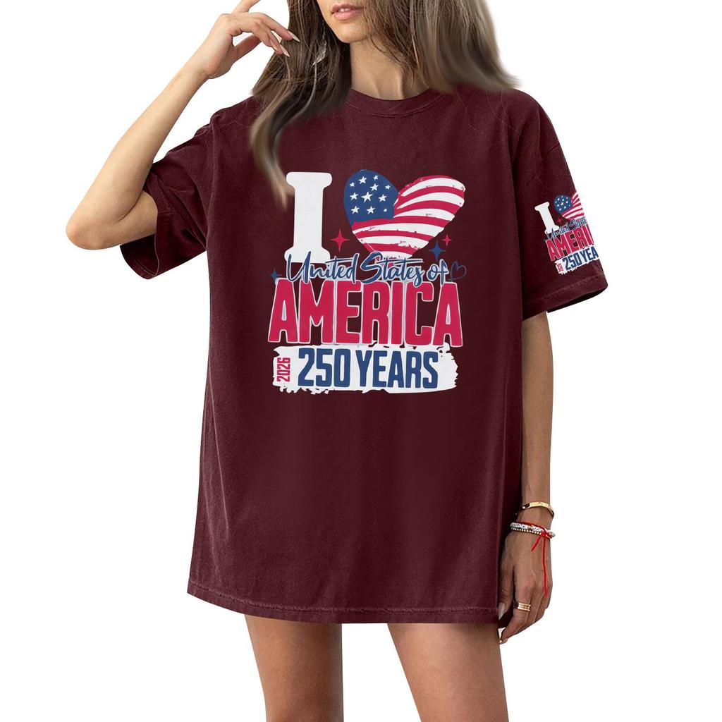Damen Rundhals Bedrucktes Kurzarm T-Shirt Top