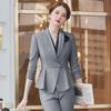 Women's Professional Long-Sleeve Suit - Stewardess Style for Hotel, Salon, Front Desk