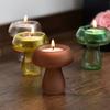 Creativity Mushroom-Shaped Candle Holder Glass Candlesticks Cute Room Decoration Desktop Ornament Home Decoration Ambiance Gifts