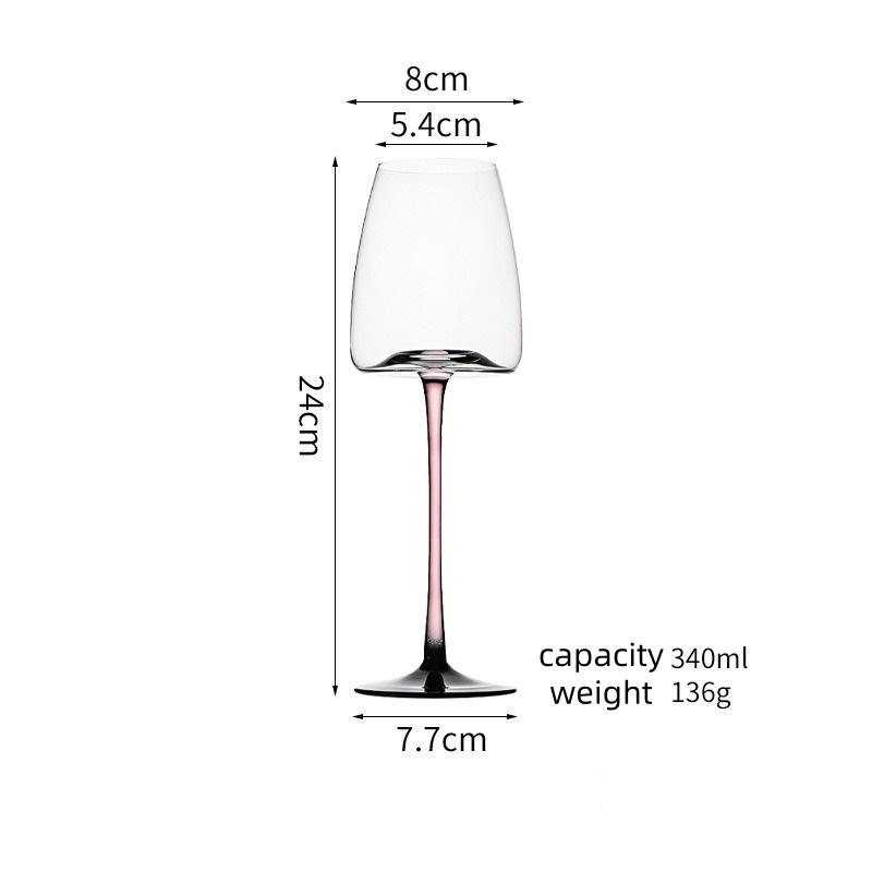 Red Stem Wine Glass Set, Hand-Blown Crystal Burgundy Glasses for Red Wine & Champagne