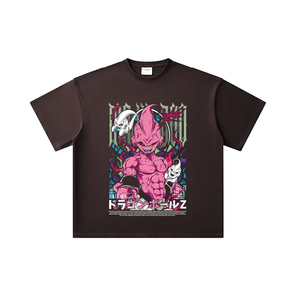 260 GSM Double Yarn 32 Count 100% Cotton Dragon Ball V67 Majin Buu Print Unisex Heavy Cotton T Shirt