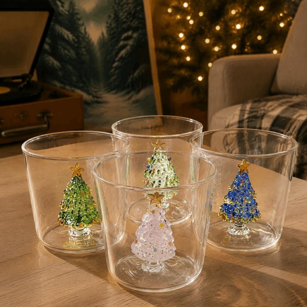 High Borosilicate Glass 3D Christmas Tree Built-in Glass Cup Christmas Gift Christmas Dinner
