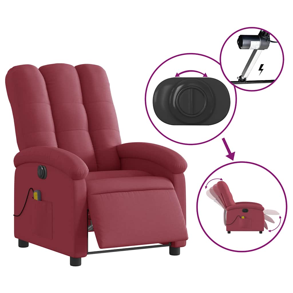 Electric Massage Chair Burgundy Fabric