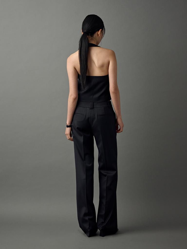 Chosyu Wool Pintuck Straight Pants (Black)